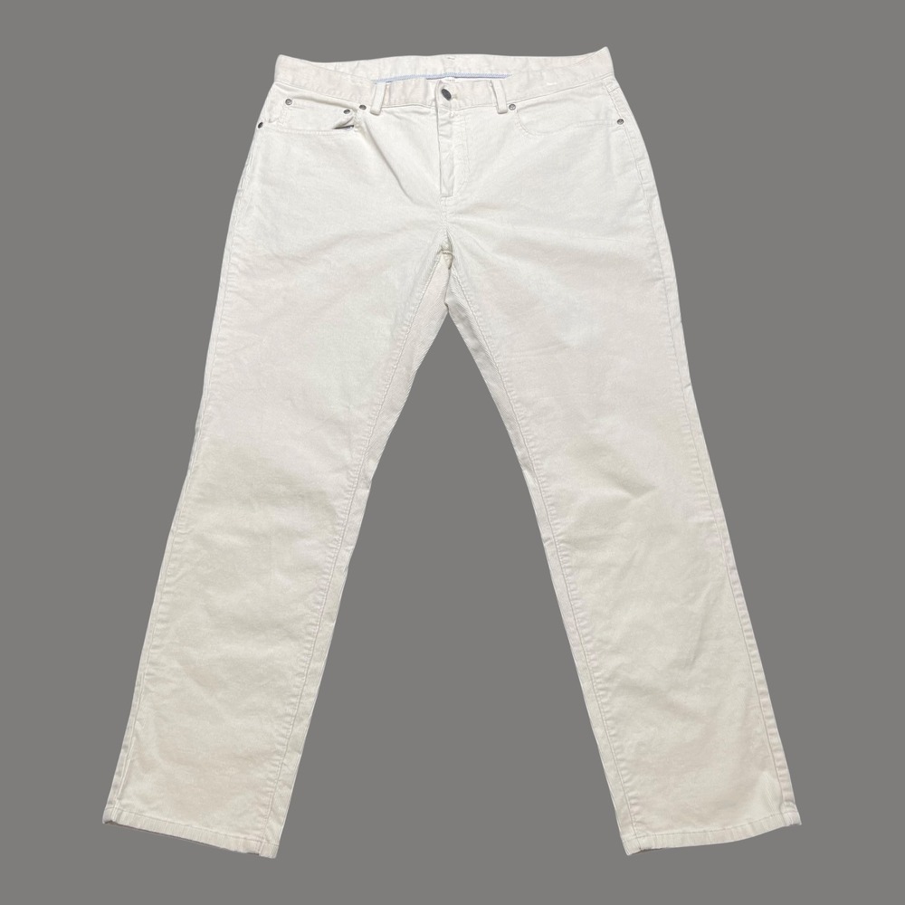 Brooks Brothers Slim Fit Corduroy Pants Mens 38x30‎ Cream Off White 5-Pocket